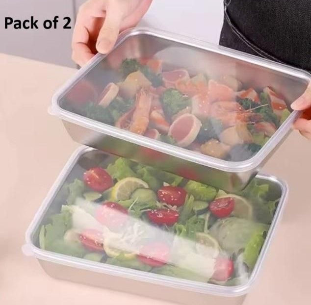 Non Stick Baking Pan Food Storage Box with Cover Pack of 2