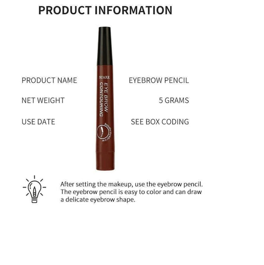 Waterproof micro-blading eyebrow pen in brown, featuring a micro-fork tip for precise application and easy shaping.